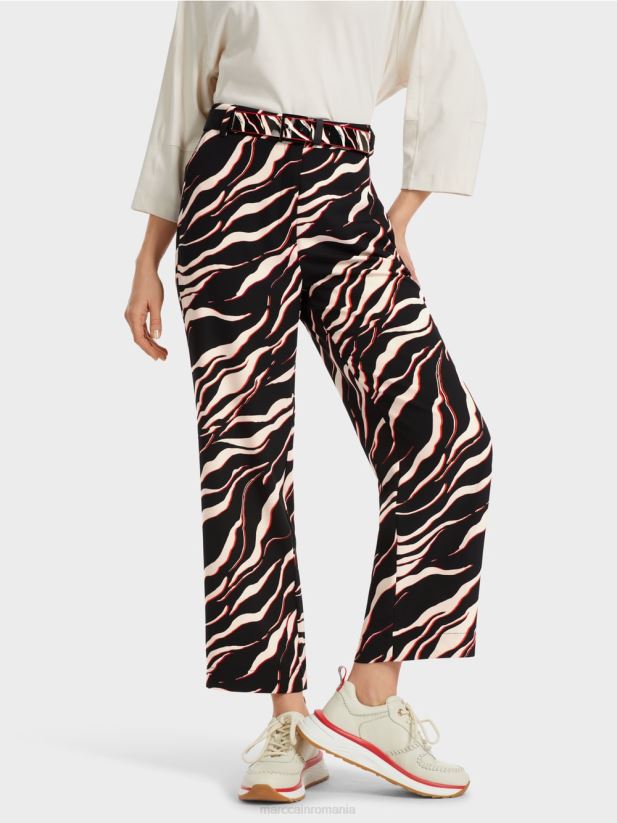 pantaloni wukari cu picior largi cu imprimeu leu Marc Cain campari îmbrăcăminte 4826HH541