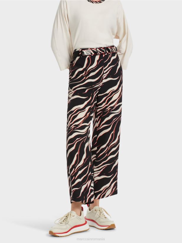 pantaloni wukari cu picior largi cu imprimeu leu Marc Cain campari îmbrăcăminte 4826HH541