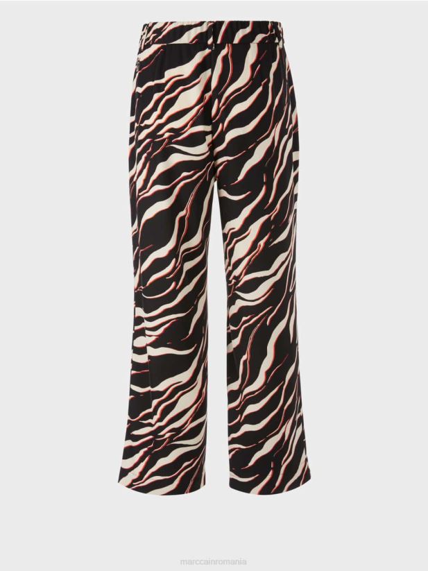 pantaloni wukari cu picior largi cu imprimeu leu Marc Cain campari îmbrăcăminte 4826HH541