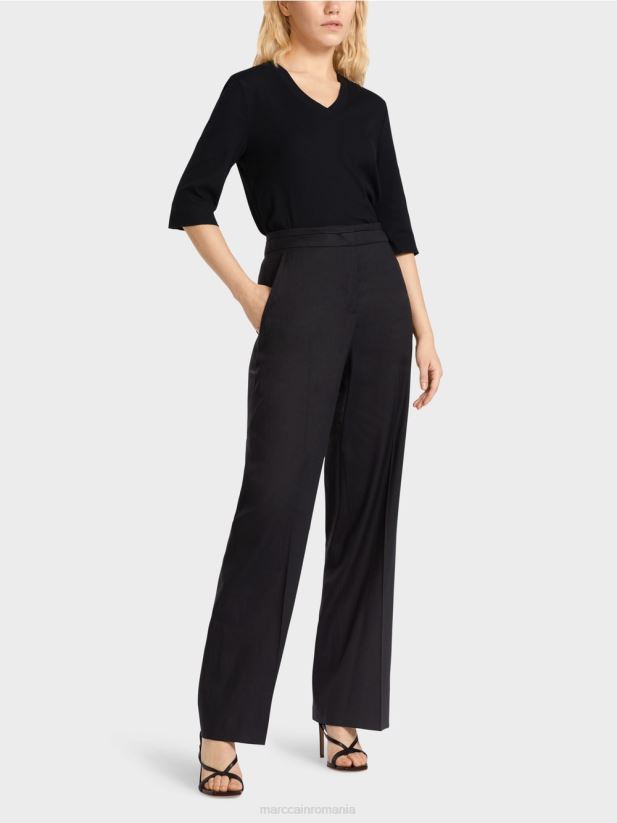 pantaloni wukari din in si vascoza Marc Cain albastru miezul nopții îmbrăcăminte 4826HH662