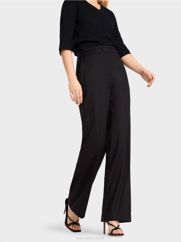 pantaloni wukari din in si vascoza Marc Cain albastru miezul nopții îmbrăcăminte 4826HH662