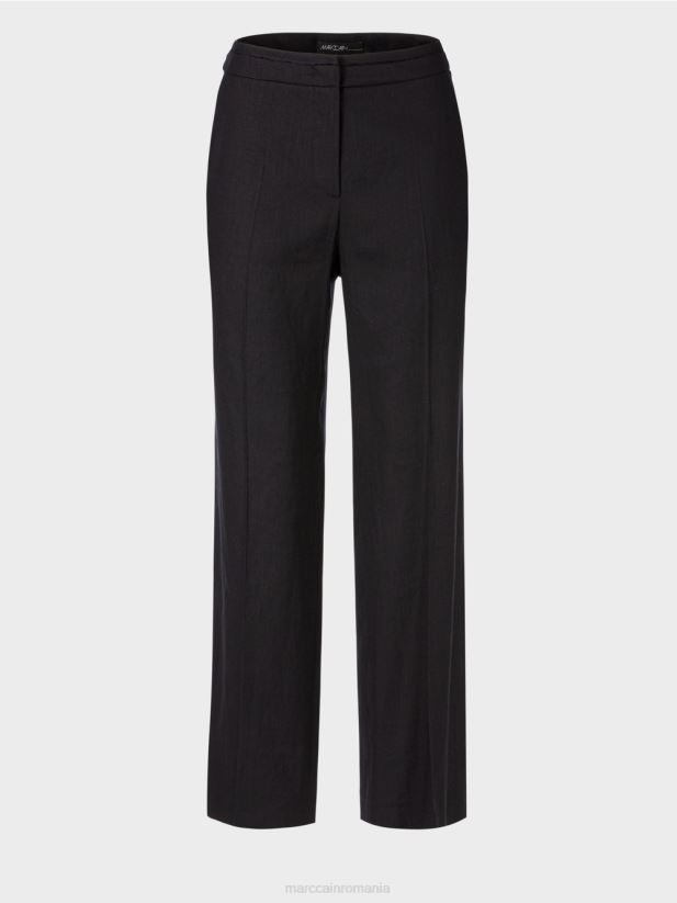 pantaloni wukari din in si vascoza Marc Cain albastru miezul nopții îmbrăcăminte 4826HH662