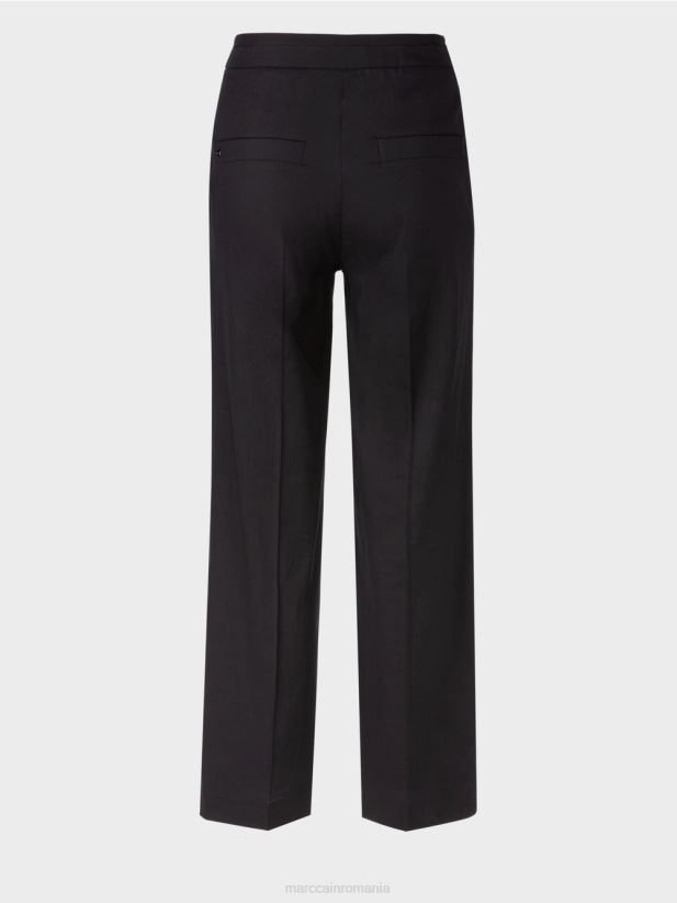 pantaloni wukari din in si vascoza Marc Cain albastru miezul nopții îmbrăcăminte 4826HH662