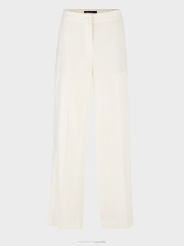 pantaloni wukari din in si vascoza Marc Cain aproape alb îmbrăcăminte 4826HH645