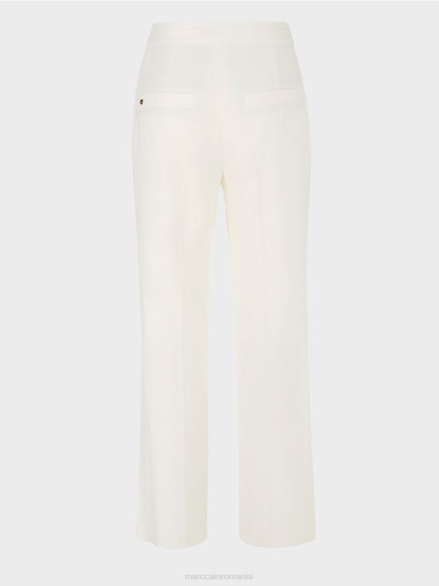 pantaloni wukari din in si vascoza Marc Cain aproape alb îmbrăcăminte 4826HH645