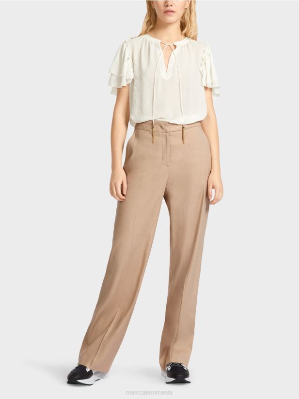 pantaloni wukari din in si vascoza Marc Cain nisip adânc îmbrăcăminte 4826HH673