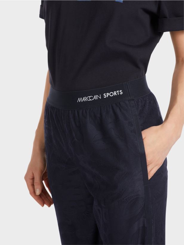 welby pantaloni largi din dantelă de tul Marc Cain albastru miezul nopții îmbrăcăminte 4826HH543