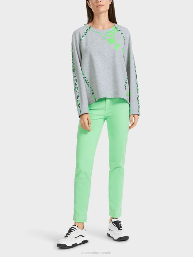 hanorac cu efecte cusături Marc Cain gri argintiu îmbrăcăminte 4826HH1224