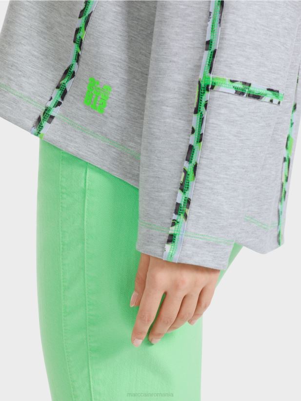 hanorac cu efecte cusături Marc Cain gri argintiu îmbrăcăminte 4826HH1224