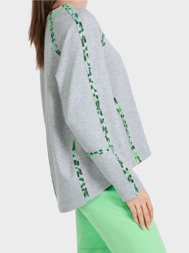 hanorac cu efecte cusături Marc Cain gri argintiu îmbrăcăminte 4826HH1224