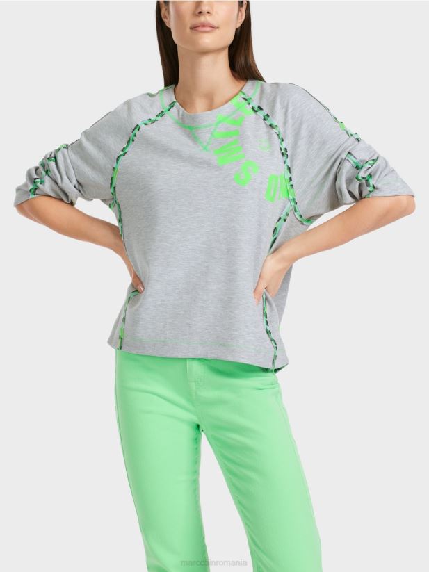 hanorac cu efecte cusături Marc Cain gri argintiu îmbrăcăminte 4826HH1224