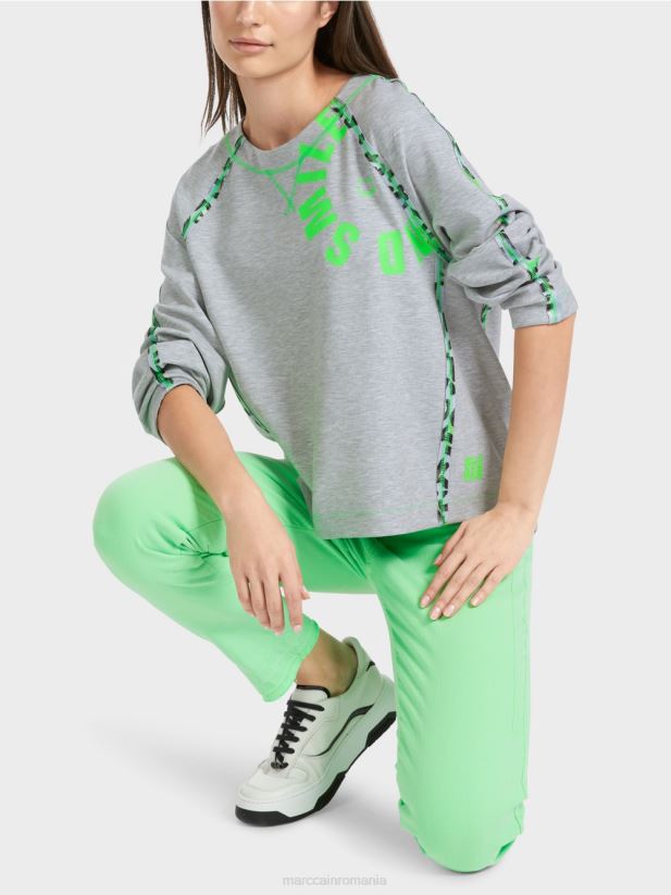 hanorac cu efecte cusături Marc Cain gri argintiu îmbrăcăminte 4826HH1224