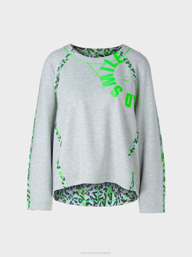 hanorac cu efecte cusături Marc Cain gri argintiu îmbrăcăminte 4826HH1224