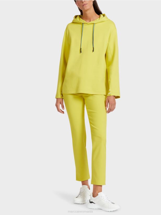 hanorac feminin cu glugă Marc Cain sulf verde îmbrăcăminte 4826HH1227