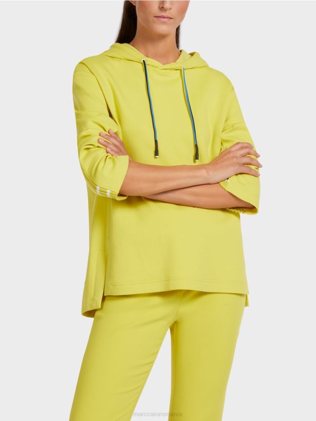 hanorac feminin cu glugă Marc Cain sulf verde îmbrăcăminte 4826HH1227