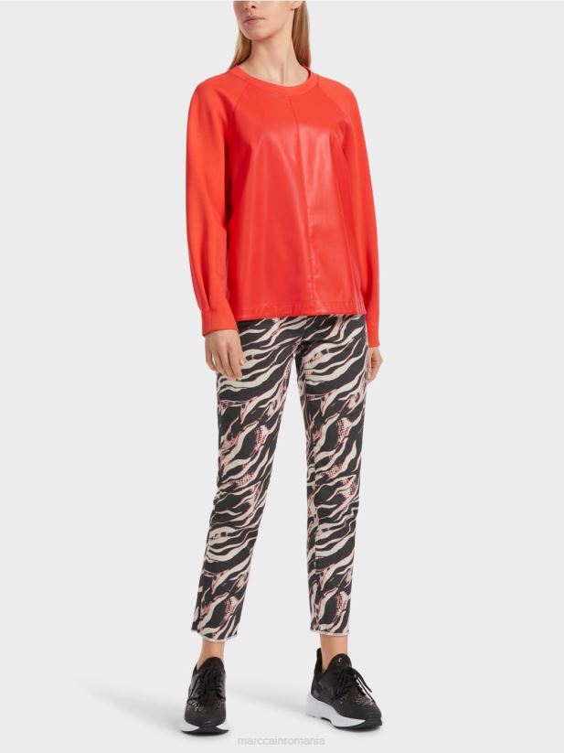 hanorac raglan cu amestec de materiale Marc Cain campari îmbrăcăminte 4826HH1223