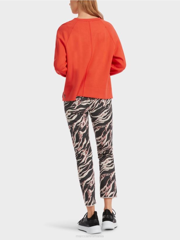 hanorac raglan cu amestec de materiale Marc Cain campari îmbrăcăminte 4826HH1223