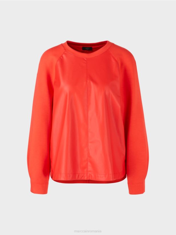 hanorac raglan cu amestec de materiale Marc Cain campari îmbrăcăminte 4826HH1223