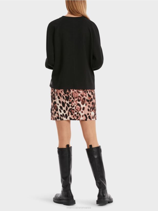 hanorac raglan cu amestec de materiale Marc Cain negru îmbrăcăminte 4826HH1222