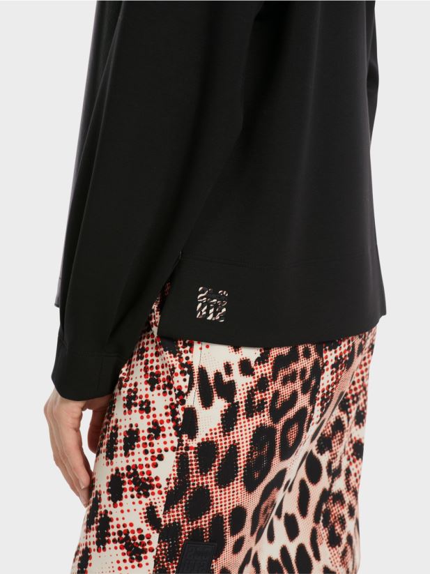 hanorac raglan cu amestec de materiale Marc Cain negru îmbrăcăminte 4826HH1222