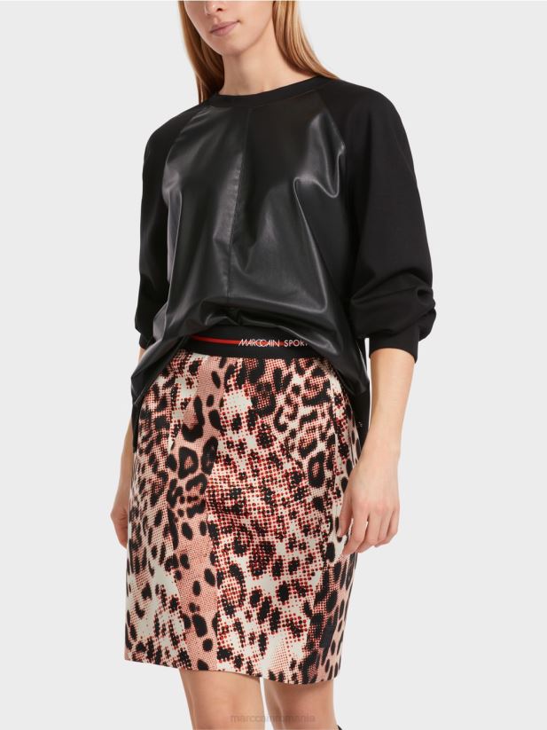 hanorac raglan cu amestec de materiale Marc Cain negru îmbrăcăminte 4826HH1222