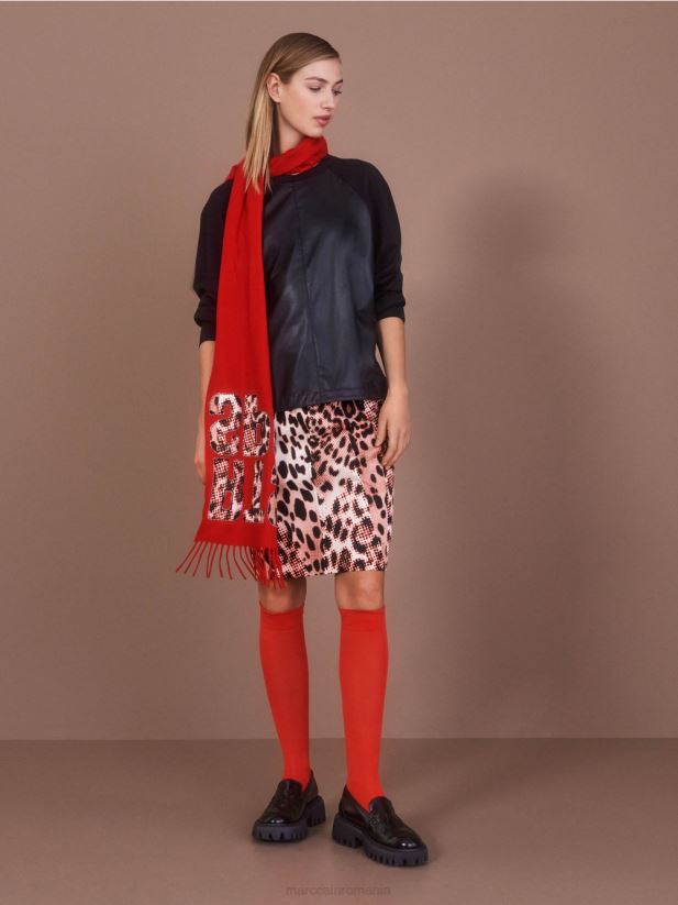 hanorac raglan cu amestec de materiale Marc Cain negru îmbrăcăminte 4826HH1222