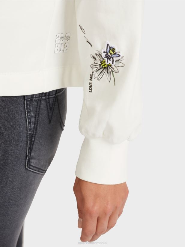 hanorac supradimensionat cu elemente 3d Marc Cain aproape alb îmbrăcăminte 4826HH1228