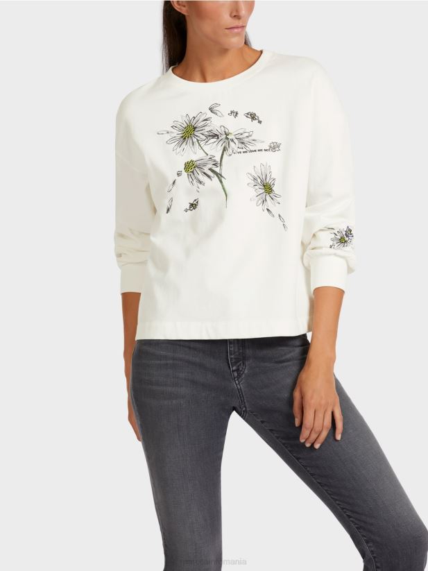 hanorac supradimensionat cu elemente 3d Marc Cain aproape alb îmbrăcăminte 4826HH1228