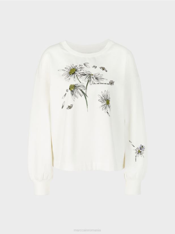 hanorac supradimensionat cu elemente 3d Marc Cain aproape alb îmbrăcăminte 4826HH1228