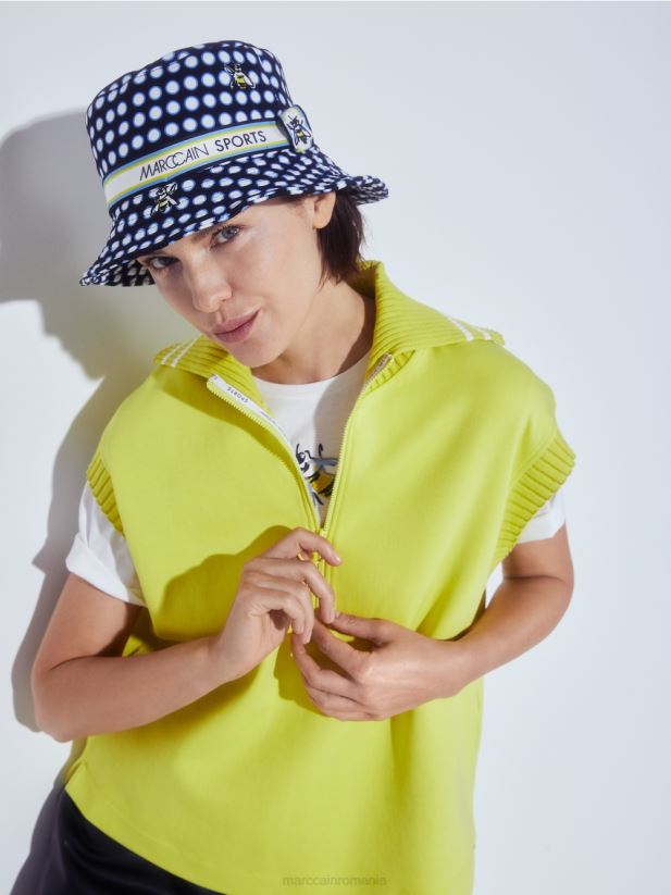 maiou fără mâneci cu guler cu nervuri Marc Cain sulf verde îmbrăcăminte 4826HH1226