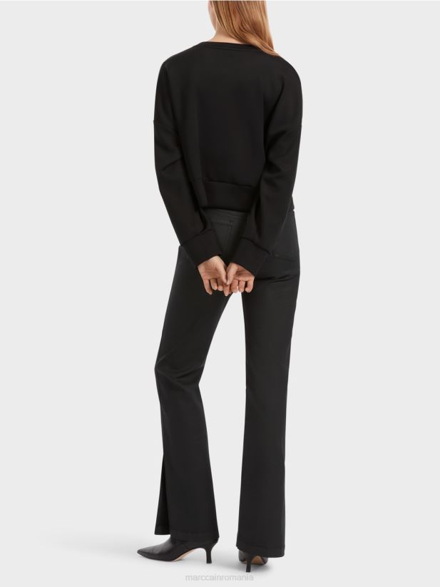 tricou cu aplicație florală Marc Cain negru îmbrăcăminte 4826HH1221