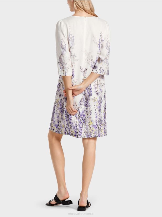 rochie a-line din in Marc Cain aproape alb îmbrăcăminte 4826HH77