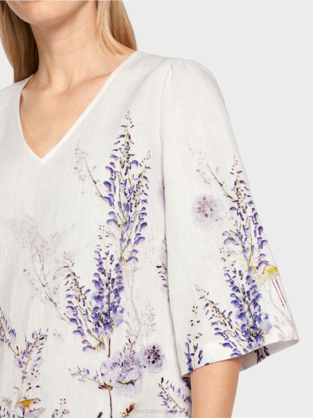 rochie a-line din in Marc Cain aproape alb îmbrăcăminte 4826HH77