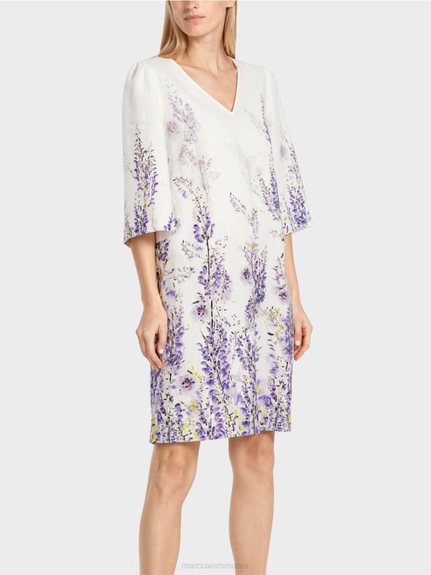 rochie a-line din in Marc Cain aproape alb îmbrăcăminte 4826HH77