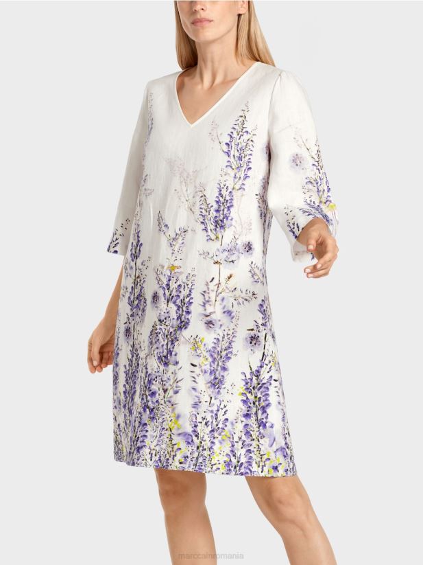 rochie a-line din in Marc Cain aproape alb îmbrăcăminte 4826HH77