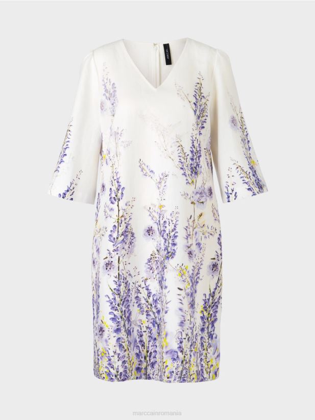 rochie a-line din in Marc Cain aproape alb îmbrăcăminte 4826HH77