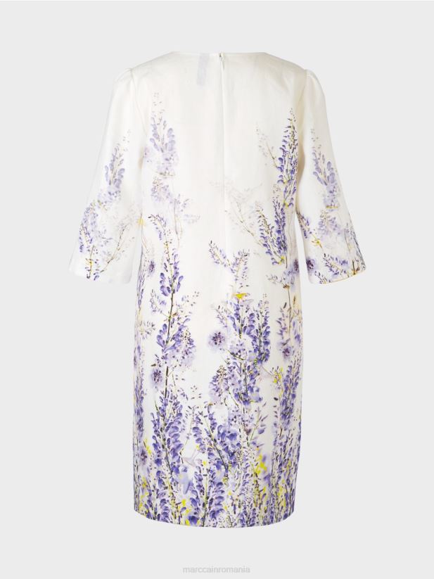 rochie a-line din in Marc Cain aproape alb îmbrăcăminte 4826HH77