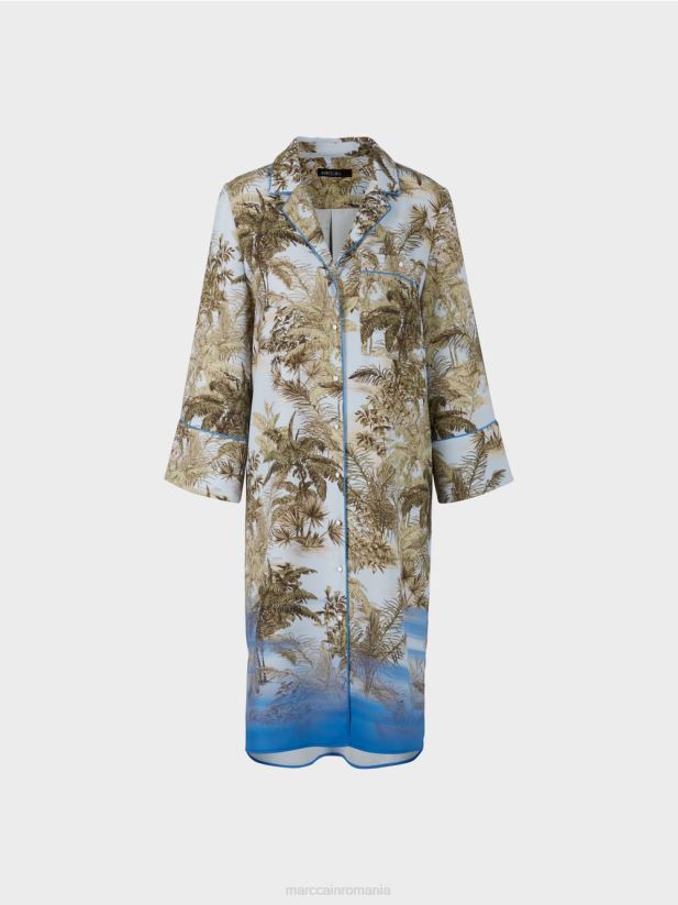 rochie cămașă cu imprimeu peste tot Marc Cain albastru pudra deschis îmbrăcăminte 4826HH100