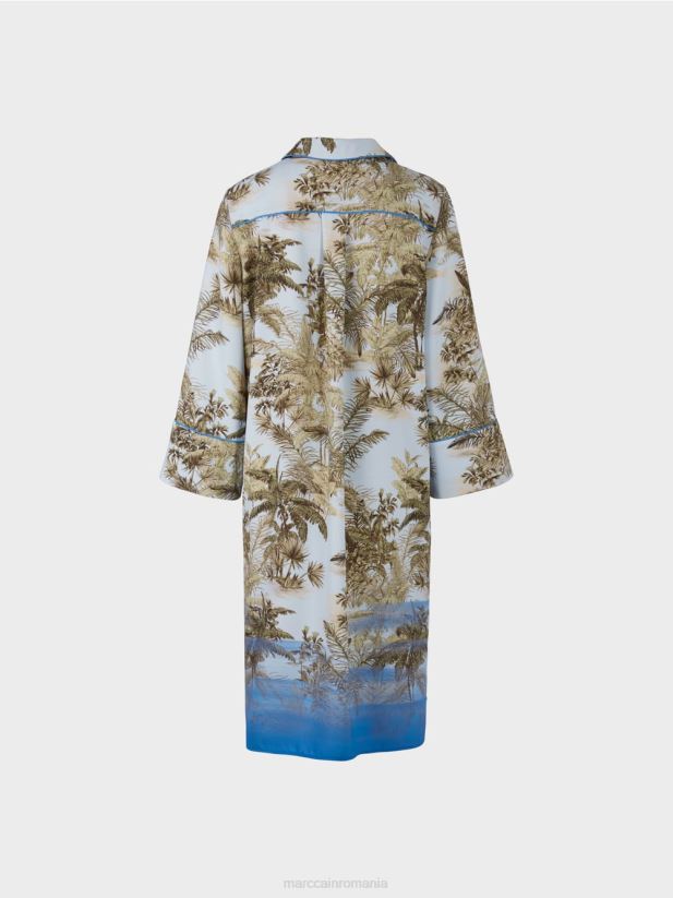 rochie cămașă cu imprimeu peste tot Marc Cain albastru pudra deschis îmbrăcăminte 4826HH100