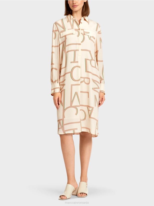 rochie cămașă cu inscripții mc Marc Cain cremă îmbrăcăminte 4826HH123