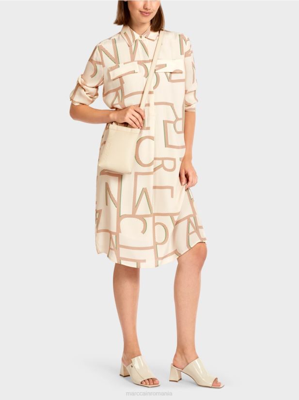 rochie cămașă cu inscripții mc Marc Cain cremă îmbrăcăminte 4826HH123