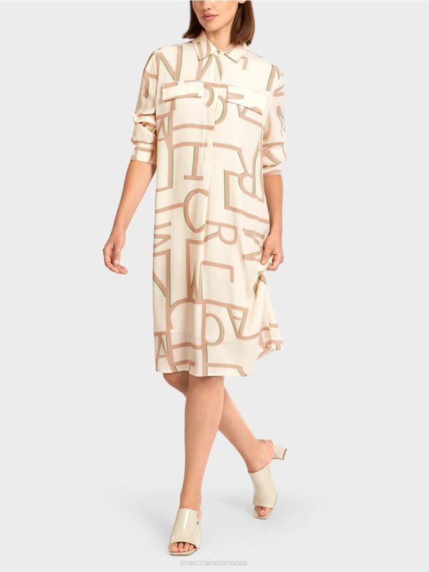 rochie cămașă cu inscripții mc Marc Cain cremă îmbrăcăminte 4826HH123