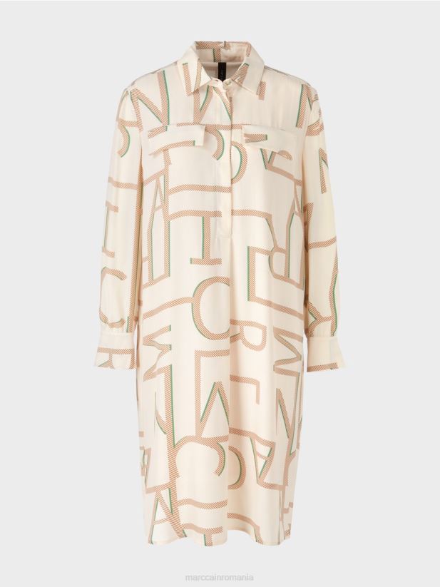 rochie cămașă cu inscripții mc Marc Cain cremă îmbrăcăminte 4826HH123