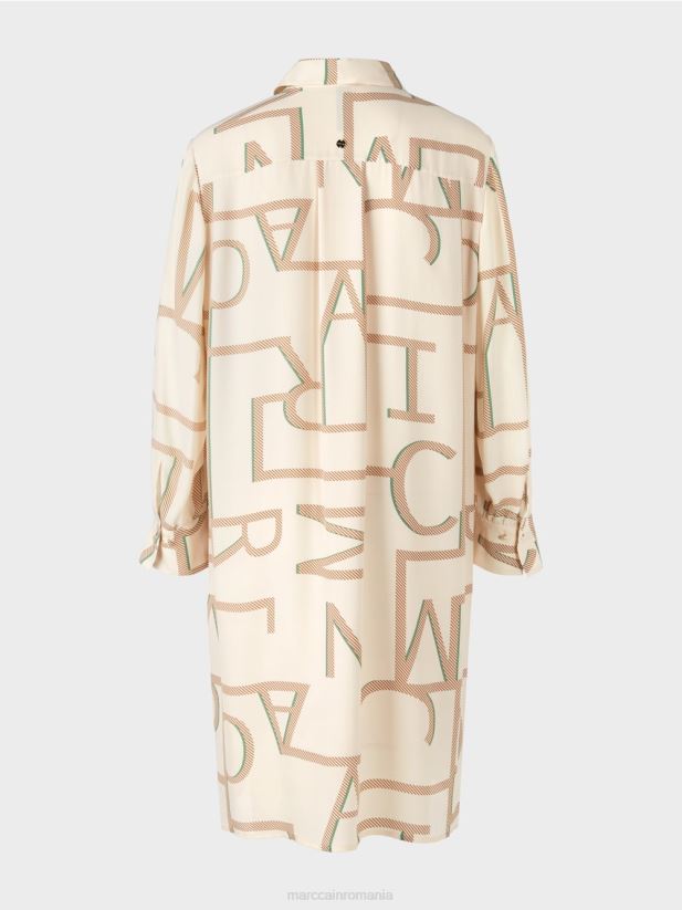 rochie cămașă cu inscripții mc Marc Cain cremă îmbrăcăminte 4826HH123