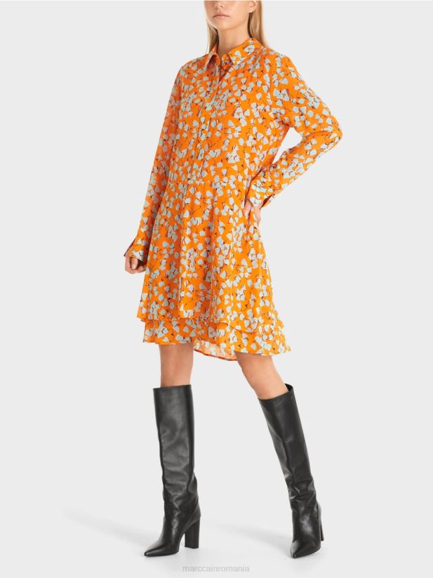 rochie cămașă cu volan Marc Cain portocaliu limpede îmbrăcăminte 4826HH141