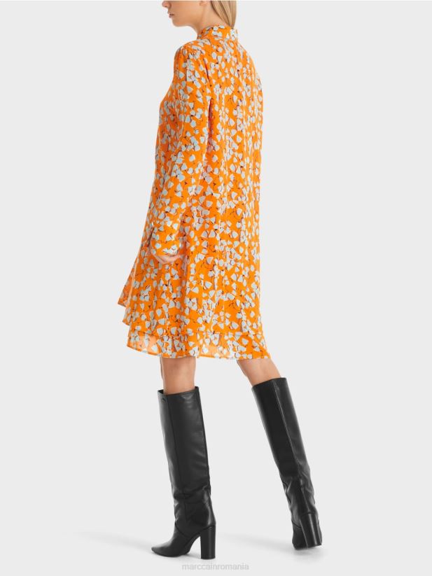 rochie cămașă cu volan Marc Cain portocaliu limpede îmbrăcăminte 4826HH141