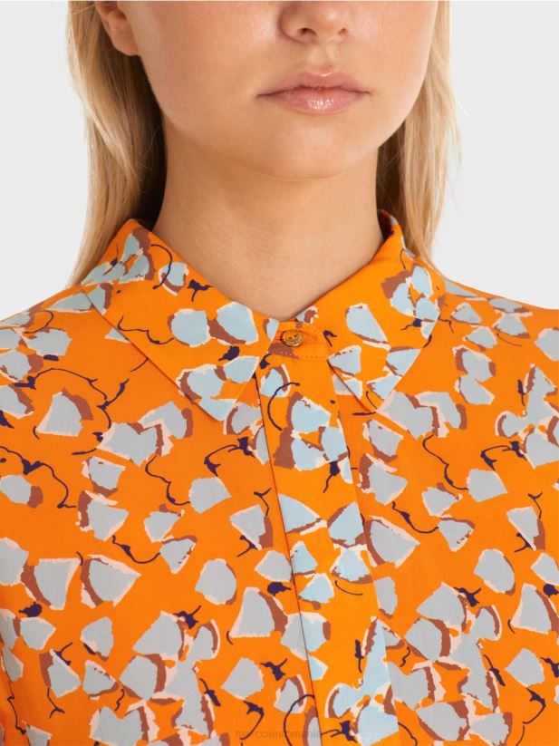 rochie cămașă cu volan Marc Cain portocaliu limpede îmbrăcăminte 4826HH141