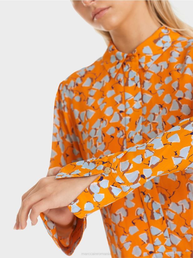 rochie cămașă cu volan Marc Cain portocaliu limpede îmbrăcăminte 4826HH141
