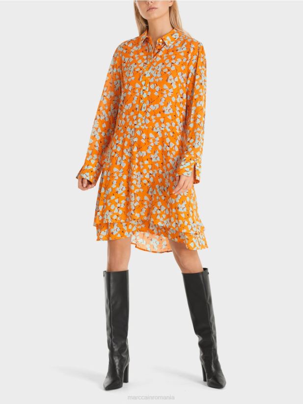 rochie cămașă cu volan Marc Cain portocaliu limpede îmbrăcăminte 4826HH141