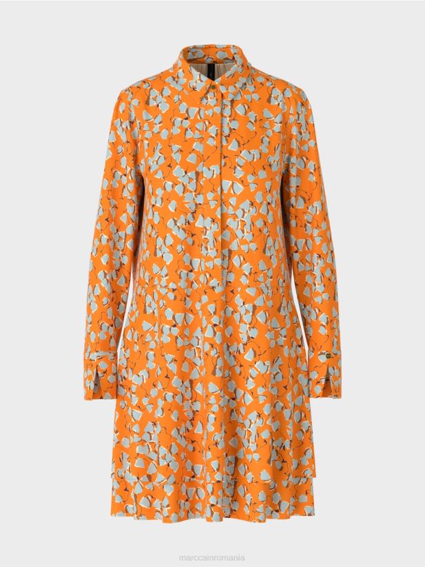 rochie cămașă cu volan Marc Cain portocaliu limpede îmbrăcăminte 4826HH141